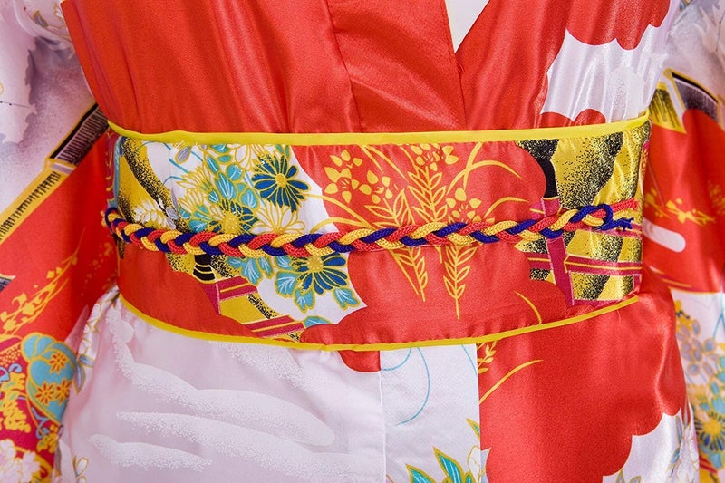 THY COLLECTIBLES Women's Silk Traditional Japanese Kimono Robe/Bathrobe/Party Robe (Red) - Image 3